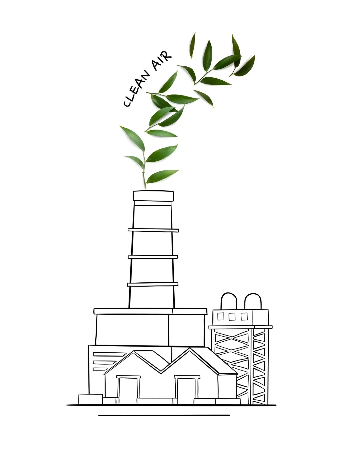 Коллаж на тему концепции устойчивого развития и фабрик